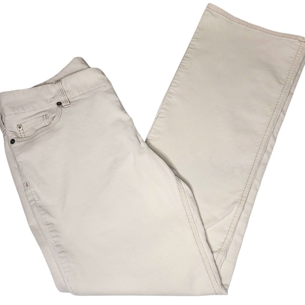 Women J Crew Favorite Fit Ivory/Off-White Wide Leg Corduroy Pants Trouser Sz 12R